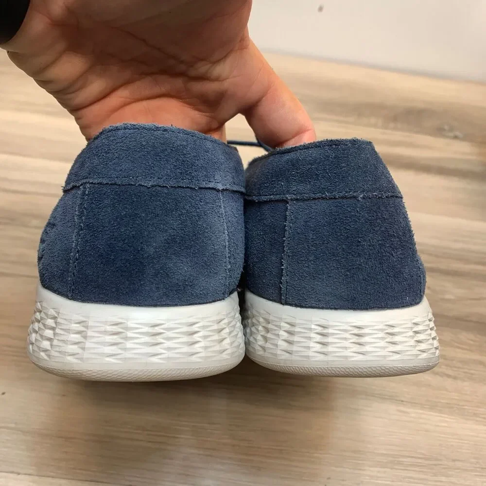 Skechers On The Go Glide Size 12 Mens Boat Shoes Blue Gray Suede Comfort Casual - Picture 4 of 11